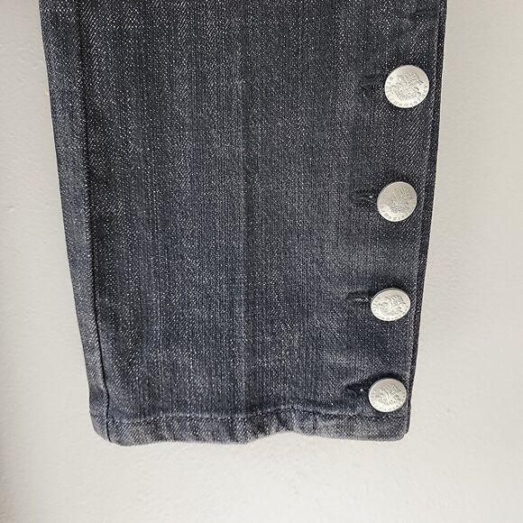 Stella McCartney Mid Rise Straight Leg Jeans (31) Black, Silver Button Detail - Picture 5 of 8